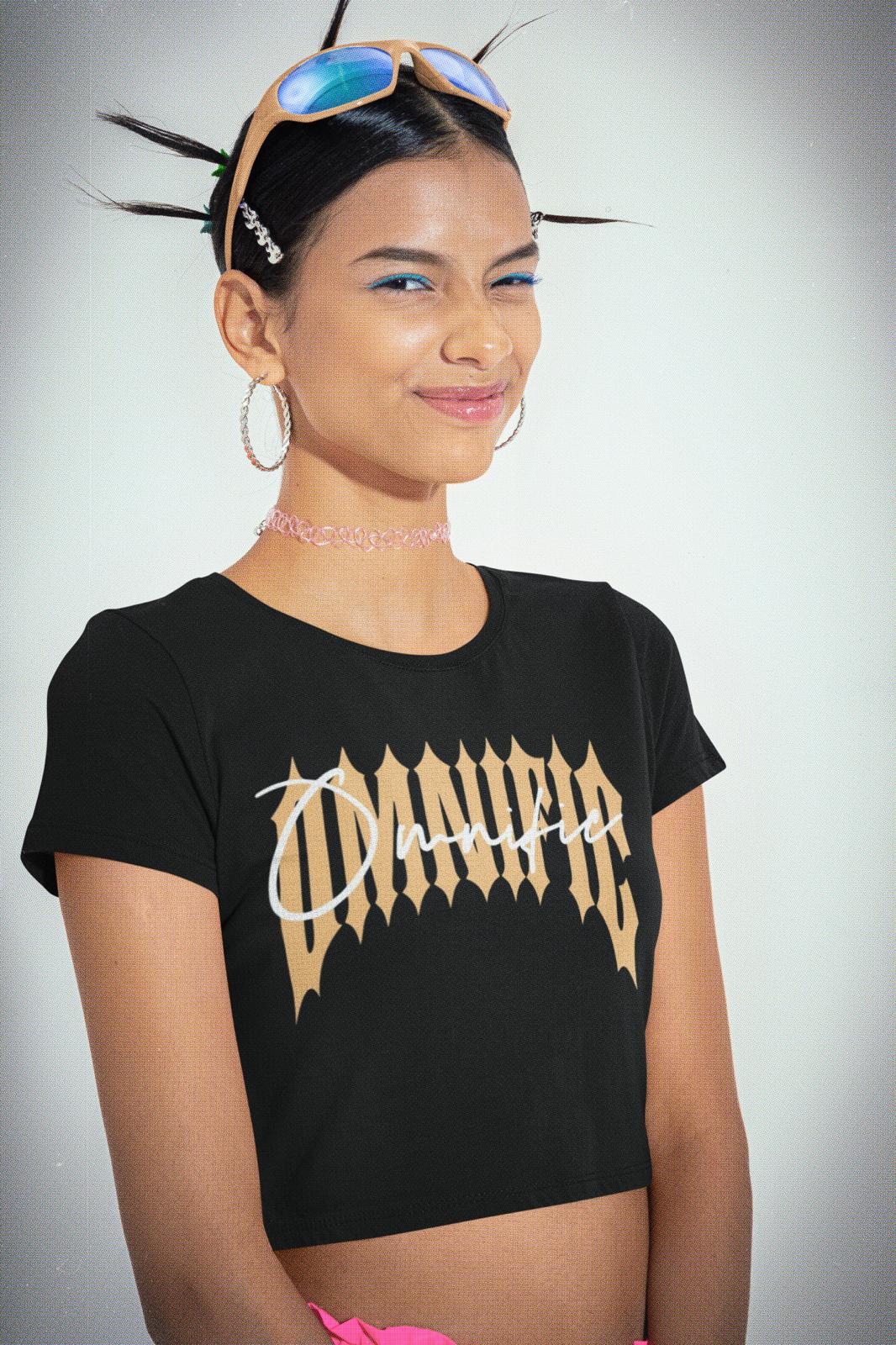 Omnific Graphic Crop Top – Black